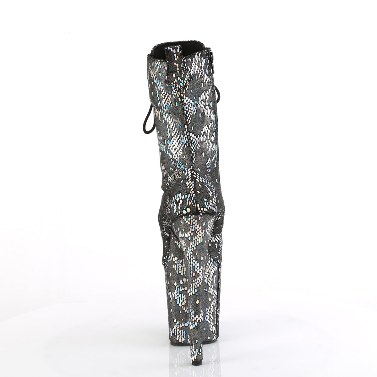 Pleaser   FLAMINGO-1040spf Tissu imprimé de serpent holo métallique en argent / m