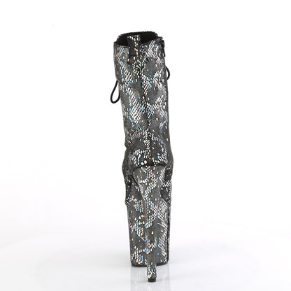Pleaser   FLAMINGO-1040spf Tissu imprimé de serpent holo métallique en argent / m
