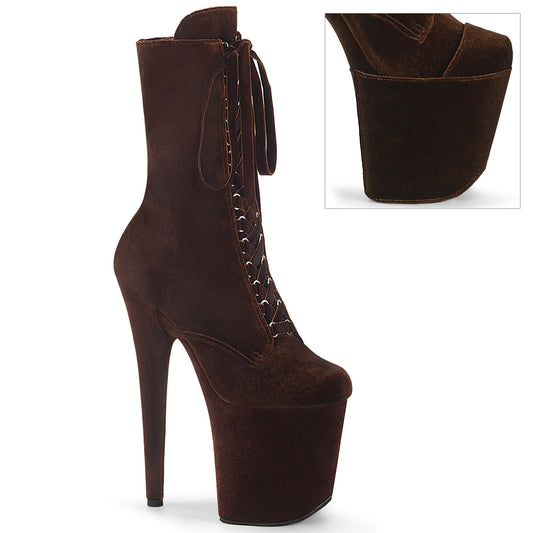 Pleaser Women's Platform Shoes FLAMINGO-1045VEL Brown Velvet/M