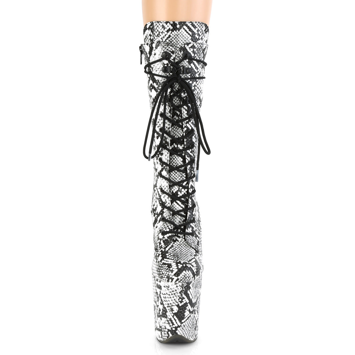 Pleaser Bottines pour femmes FLAMINGO-1050SP Blk-Wht Snake Print / Blk-Wht Snake Print