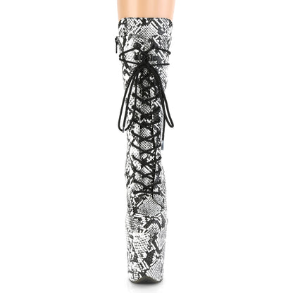 Pleaser Bottines pour femmes FLAMINGO-1050SP Blk-Wht Snake Print / Blk-Wht Snake Print