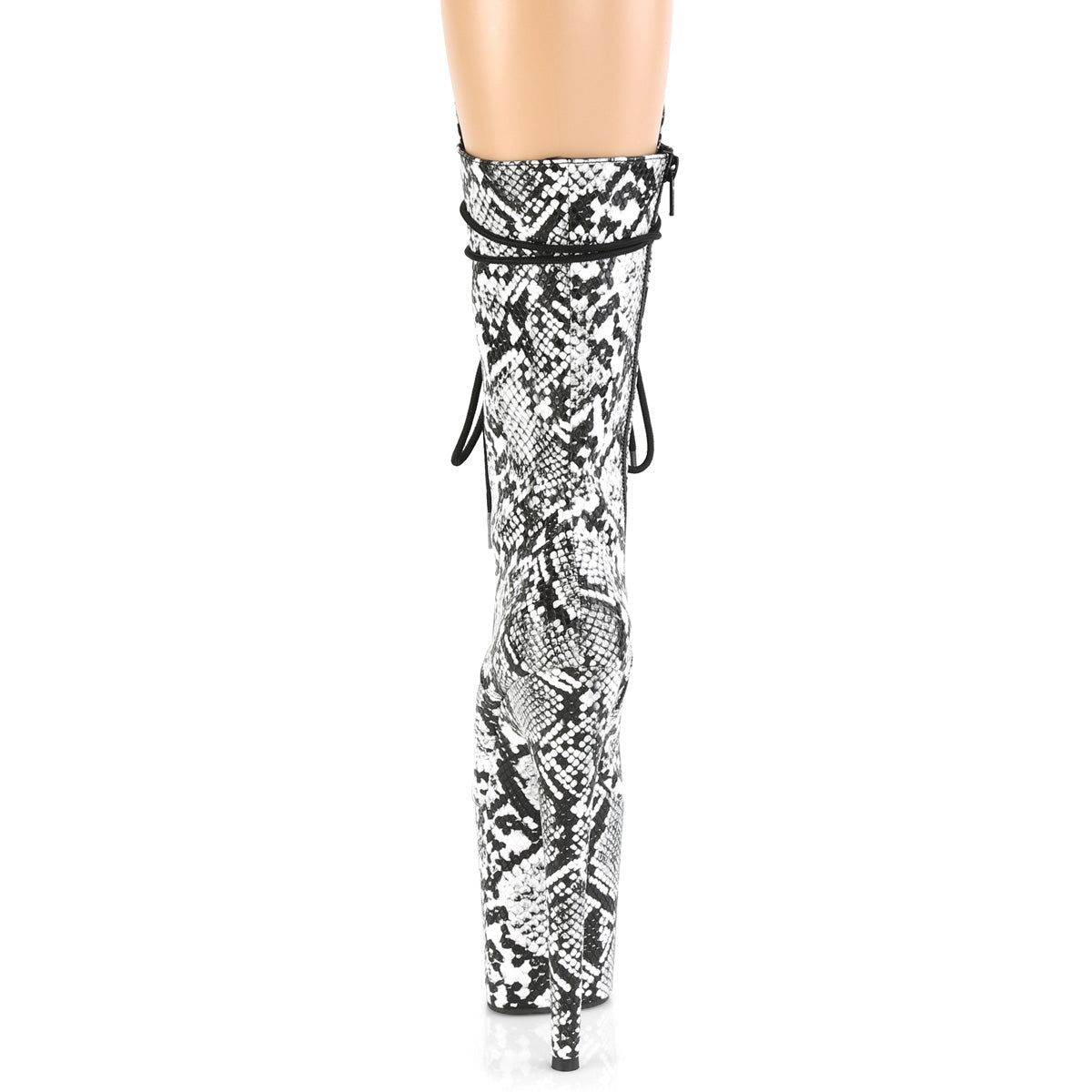 Pleaser Bottines pour femmes FLAMINGO-1050SP Blk-Wht Snake Print / Blk-Wht Snake Print