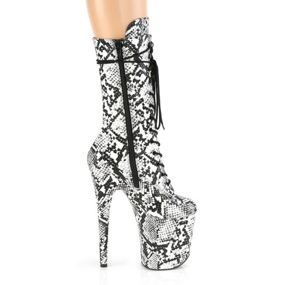 Pleaser Bottines pour femmes FLAMINGO-1050SP Blk-Wht Snake Print / Blk-Wht Snake Print