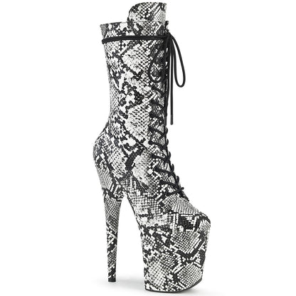 Pleaser Bottines pour femmes FLAMINGO-1050SP Blk-Wht Snake Print / Blk-Wht Snake Print