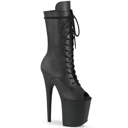 Pleaser Womens Ankle Boots FLAMINGO-1051LWR Blk Leather/Blk Leather