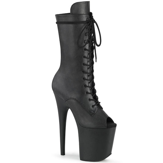 Pleaser Womens Ankle Boots FLAMINGO-1051LWR Blk Leather/Blk Leather