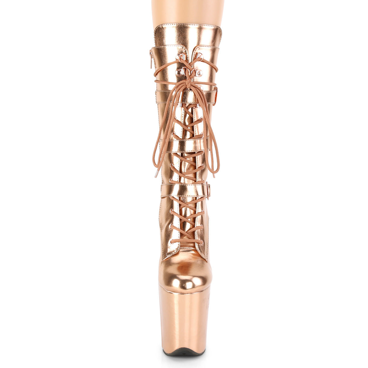 Pleaser Bottines pour femmes FLAMINGO-1053 PU métallique en or métallique en or rose