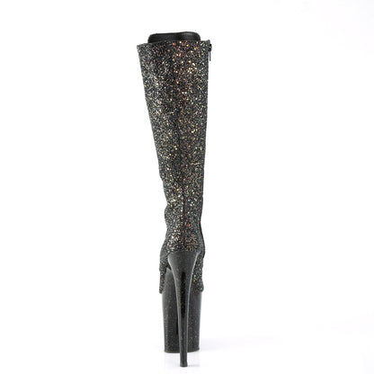 Pleaser Bottes pour femmes FLAMINGO-2020mg BLK MULTI GLITTER / BLK
