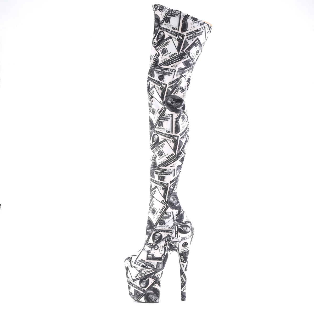 Pleaser Bottes pour femmes FLAMINGO-3000dp wht-blk str. Tissu / wht-blk
