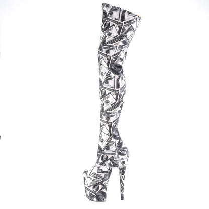 Pleaser Bottes pour femmes FLAMINGO-3000dp wht-blk str. Tissu / wht-blk