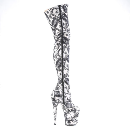 Pleaser Bottes pour femmes FLAMINGO-3000dp wht-blk str. Tissu / wht-blk
