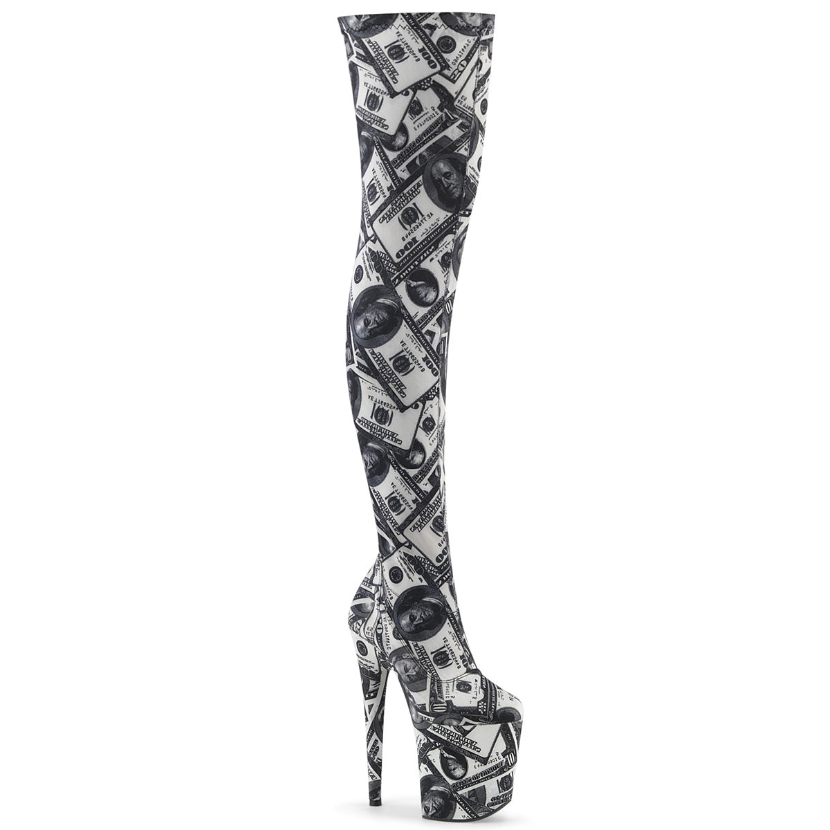 Pleaser Bottes pour femmes FLAMINGO-3000dp wht-blk str. Tissu / wht-blk