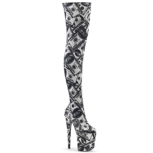Pleaser Bottes pour femmes FLAMINGO-3000dp wht-blk str. Tissu / wht-blk