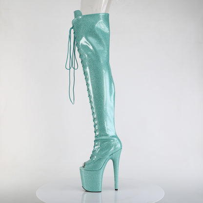 Pleaser Women's Platform Shoes FLAMINGO-3021GP Aqua Glitter Pat/M