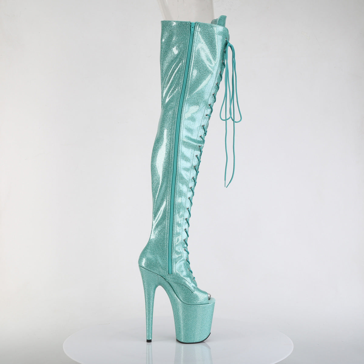 Pleaser Women's Platform Shoes FLAMINGO-3021GP Aqua Glitter Pat/M