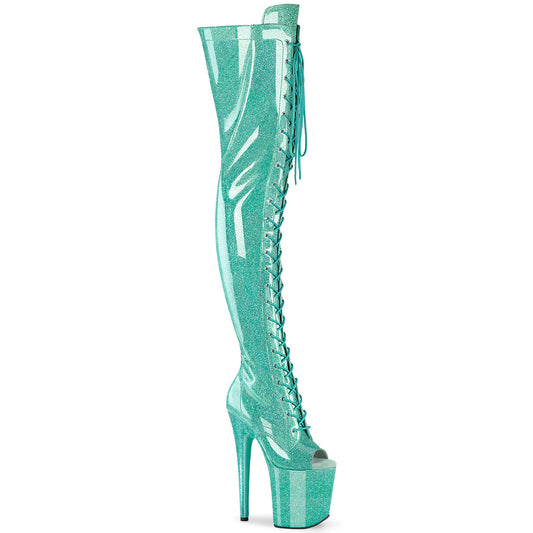 Pleaser Women's Platform Shoes FLAMINGO-3021GP Aqua Glitter Pat/M