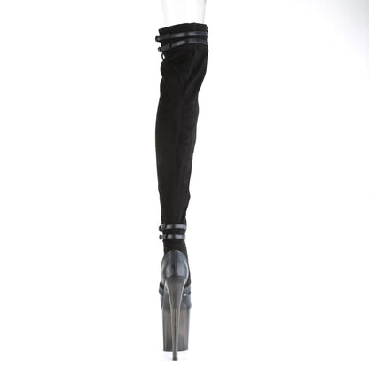 Pleaser Bottes pour femmes FLAMINGO-3027 BLK FAUX SUDE-FAUX CUIR / BLK givré