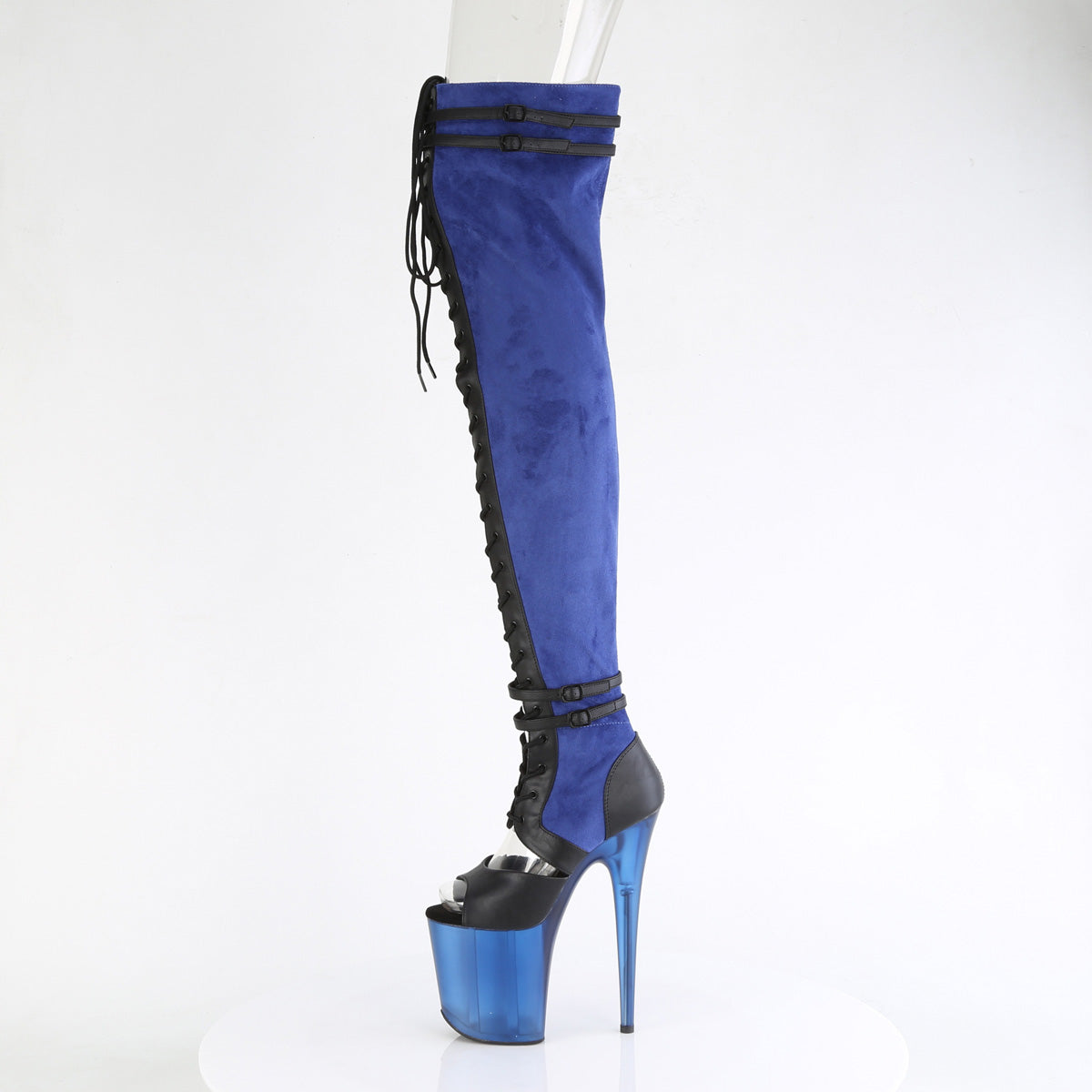 Pleaser  Des bottes FLAMINGO-3027 Bleu Faux Suisse-Blk Faux Cuir / Bleu givré