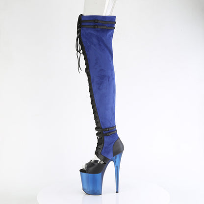 Pleaser  Des bottes FLAMINGO-3027 Bleu Faux Suisse-Blk Faux Cuir / Bleu givré