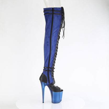 Pleaser  Des bottes FLAMINGO-3027 Bleu Faux Suisse-Blk Faux Cuir / Bleu givré