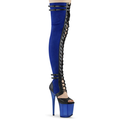 Pleaser  Des bottes FLAMINGO-3027 Bleu Faux Suisse-Blk Faux Cuir / Bleu givré