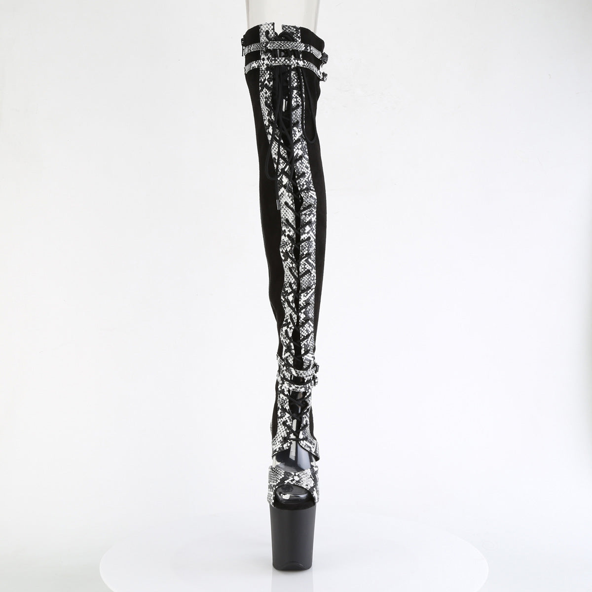 Pleaser  Des bottes FLAMINGO-3027SP Blk Faux Suisse-Snake Print Faux Le./blk Matte
