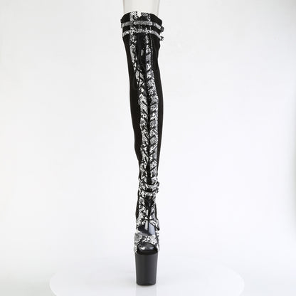 Pleaser  Des bottes FLAMINGO-3027SP Blk Faux Suisse-Snake Print Faux Le./blk Matte