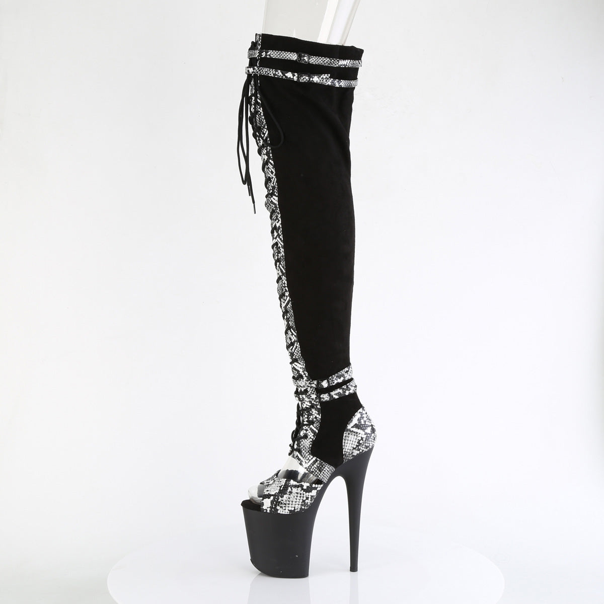 Pleaser  Des bottes FLAMINGO-3027SP Blk Faux Suisse-Snake Print Faux Le./blk Matte