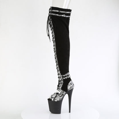 Pleaser  Des bottes FLAMINGO-3027SP Blk Faux Suisse-Snake Print Faux Le./blk Matte