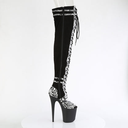 Pleaser  Des bottes FLAMINGO-3027SP Blk Faux Suisse-Snake Print Faux Le./blk Matte