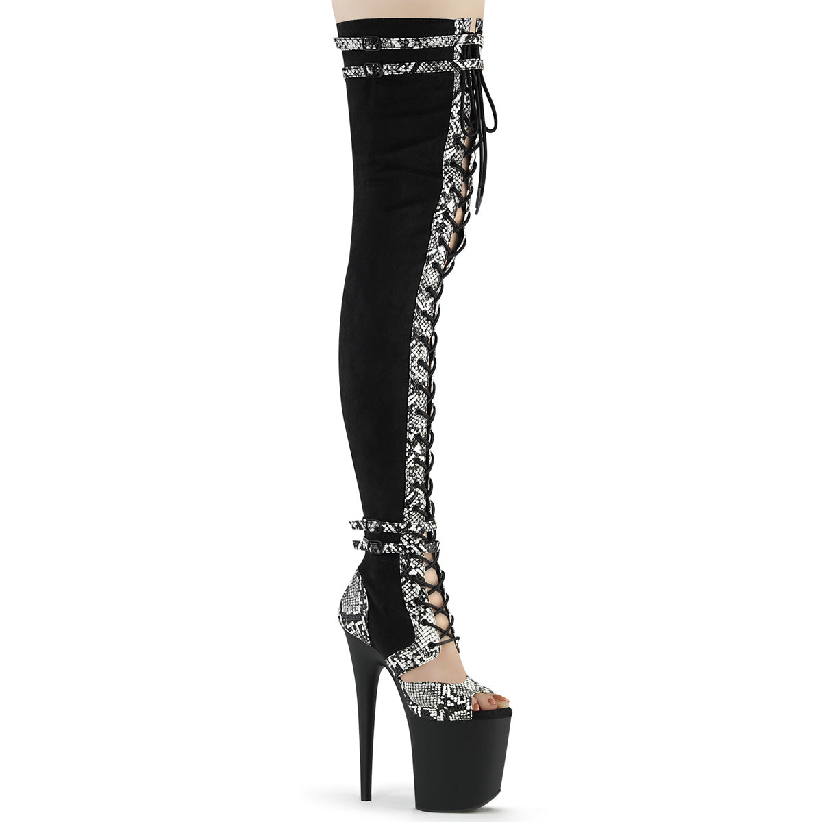 Pleaser  Des bottes FLAMINGO-3027SP Blk Faux Suisse-Snake Print Faux Le./blk Matte