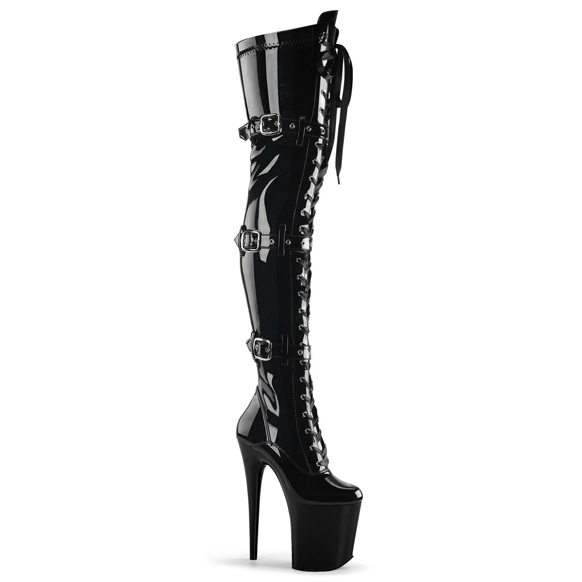 Pleaser Bottes pour femmes FLAMINGO-3028 blk str pat / blk