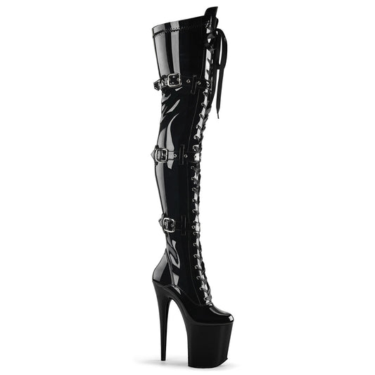 Pleaser Bottes pour femmes FLAMINGO-3028 blk str pat / blk