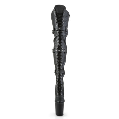 Pleaser Bottes pour femmes FLAMINGO-3028 BLK STR FAUX CUIR / BLK MATTE