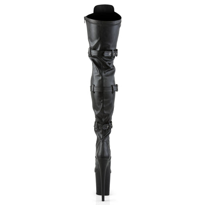 Pleaser Bottes pour femmes FLAMINGO-3028 BLK STR FAUX CUIR / BLK MATTE