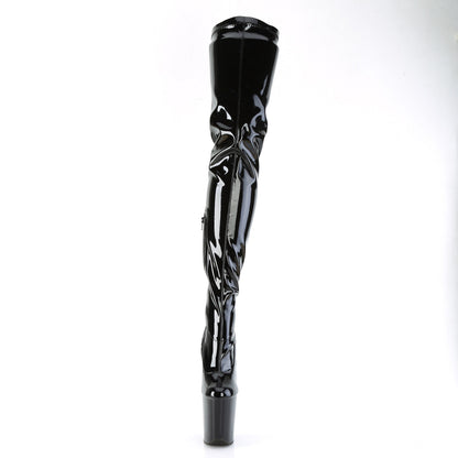 Pleaser   FLAMINGO-4000 Blk Str. Pat/Blk