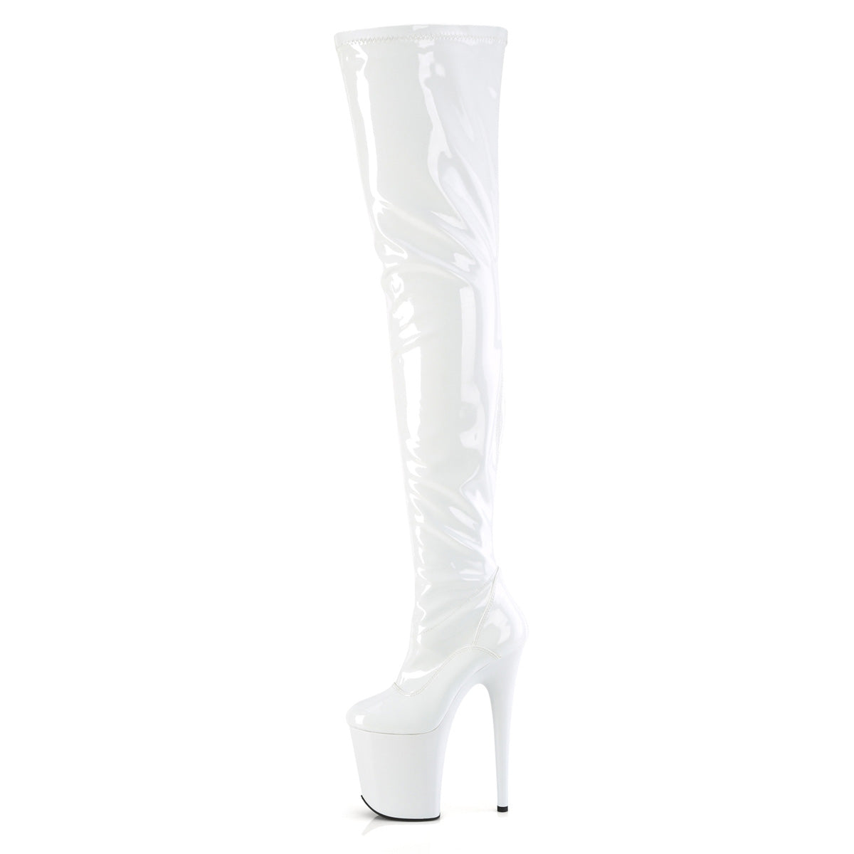 Pleaser   FLAMINGO-4000 Wht Str. Pat/Wht