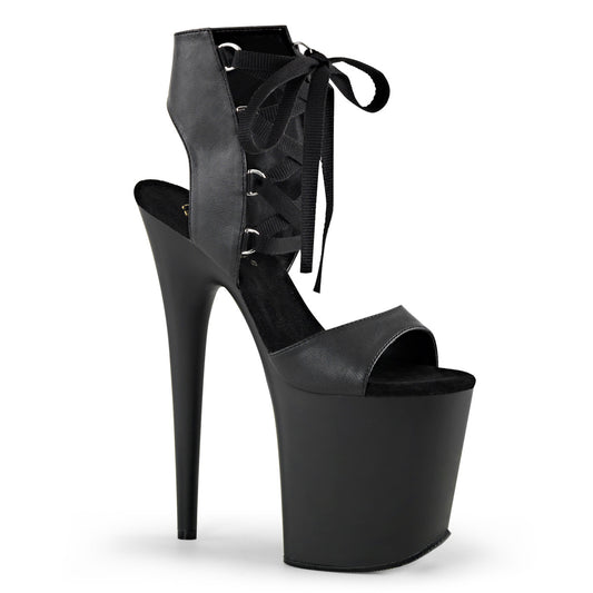 Pleaser Sandales pour femmes FLAMINGO-800-14 BLK FAUX CUIR / BLK MATTE