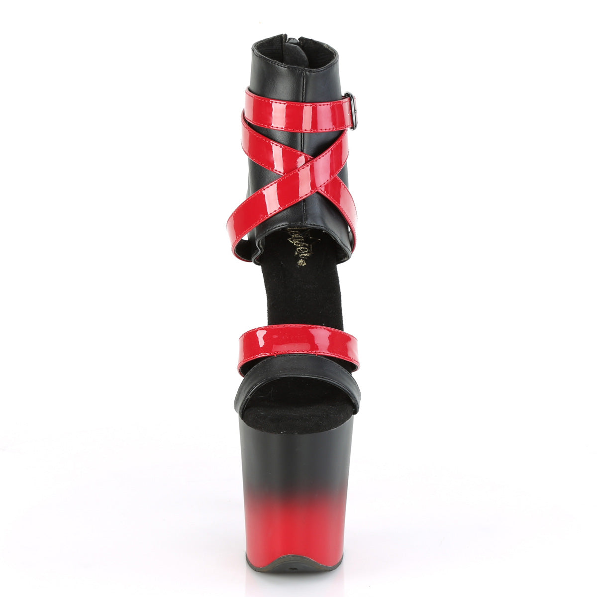 Pleaser Sandales pour femmes FLAMINGO-800-15 BLK FAUX CUIR-ROUGE PAT / BLK-RED MATTE