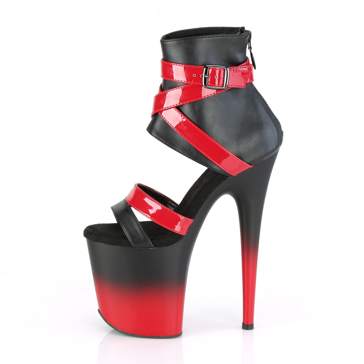 Pleaser Sandales pour femmes FLAMINGO-800-15 BLK FAUX CUIR-ROUGE PAT / BLK-RED MATTE
