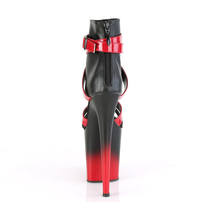 Pleaser Sandales pour femmes FLAMINGO-800-15 BLK FAUX CUIR-ROUGE PAT / BLK-RED MATTE