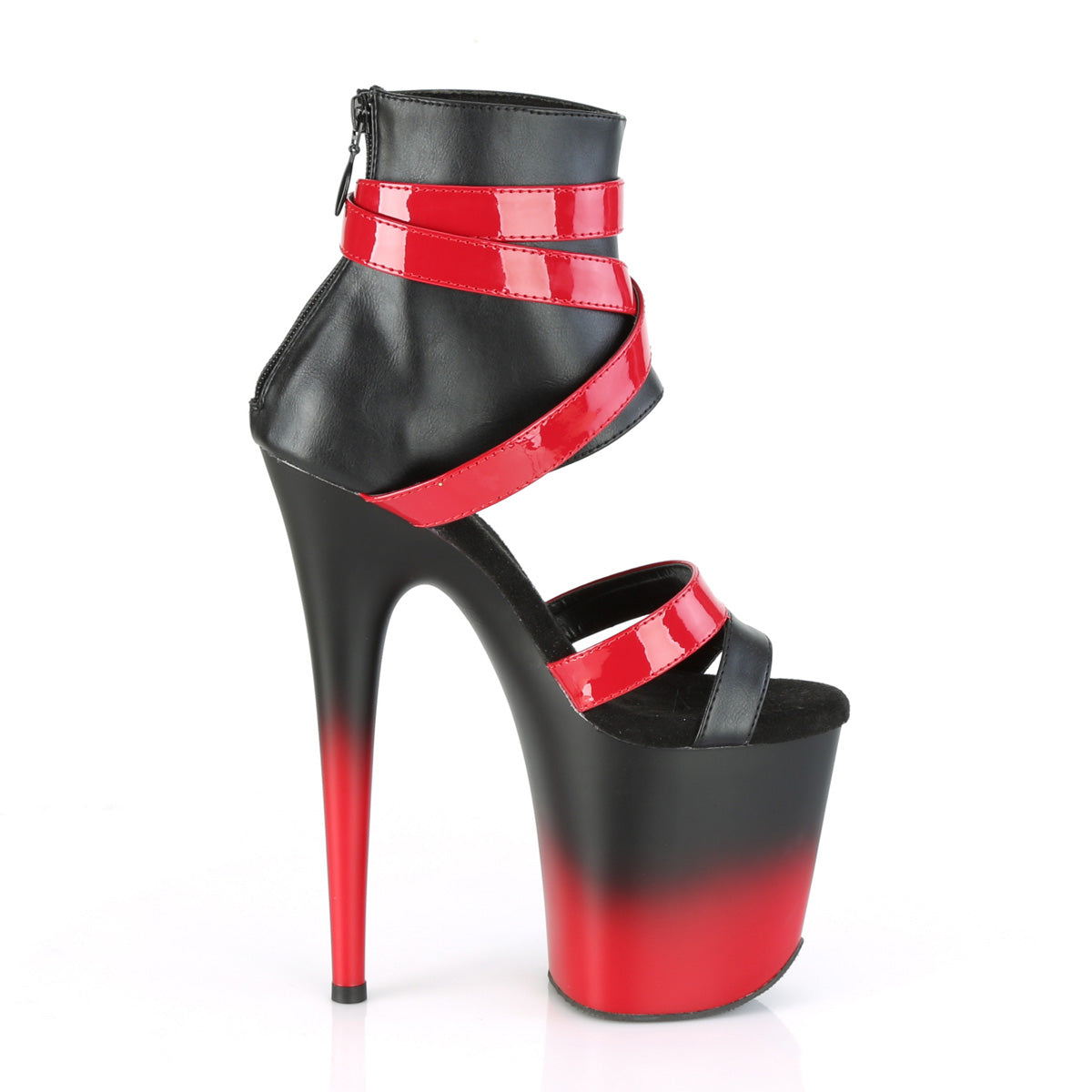 Pleaser Sandales pour femmes FLAMINGO-800-15 BLK FAUX CUIR-ROUGE PAT / BLK-RED MATTE