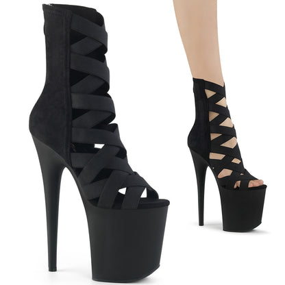 Pleaser Bottines pour femmes FLAMINGO-800-24 BLK BAND-MICROFIBER / BLK MATTE