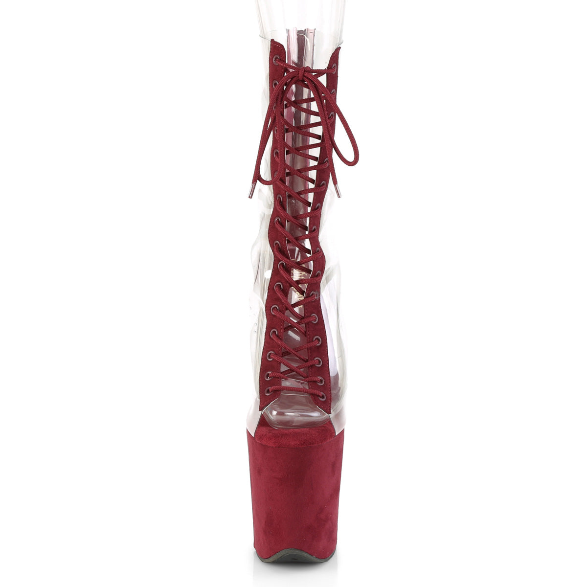 Pleaser Womens Ankle Boots FLAMINGO-800-34FS Clr-Burgundy Faux Suede/Burgundy Suede