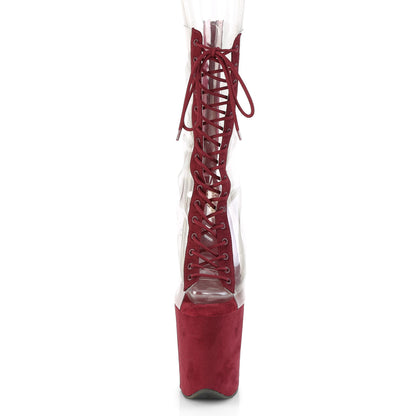 Pleaser Womens Ankle Boots FLAMINGO-800-34FS Clr-Burgundy Faux Suede/Burgundy Suede