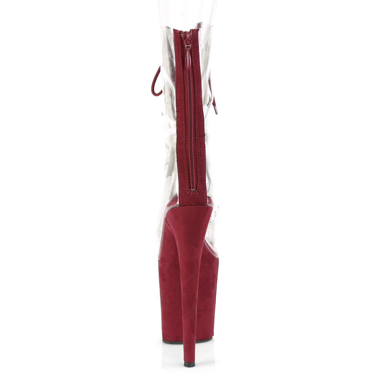 Pleaser Womens Ankle Boots FLAMINGO-800-34FS Clr-Burgundy Faux Suede/Burgundy Suede