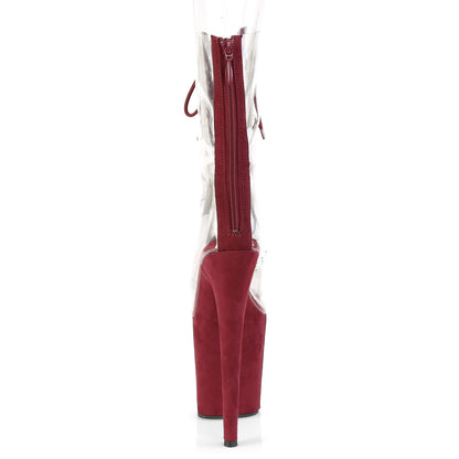 Pleaser Womens Ankle Boots FLAMINGO-800-34FS Clr-Burgundy Faux Suede/Burgundy Suede
