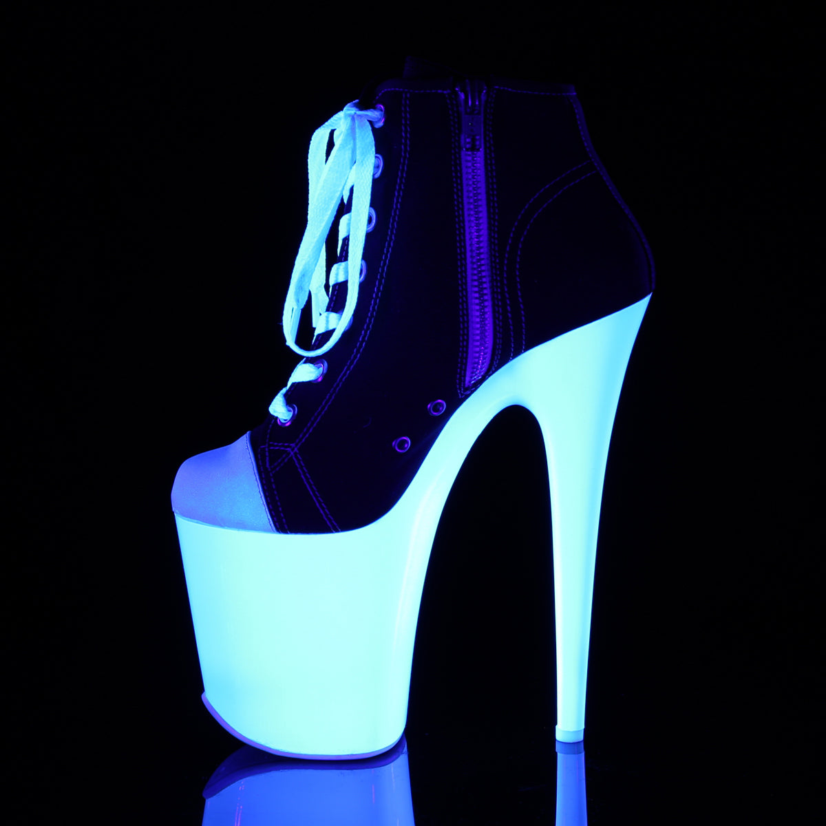 Pleaser Bottines pour femmes FLAMINGO-800SK-02 BLK Toile / Néon Blanc