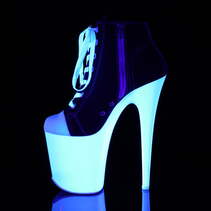 Pleaser Bottines pour femmes FLAMINGO-800SK-02 BLK Toile / Néon Blanc
