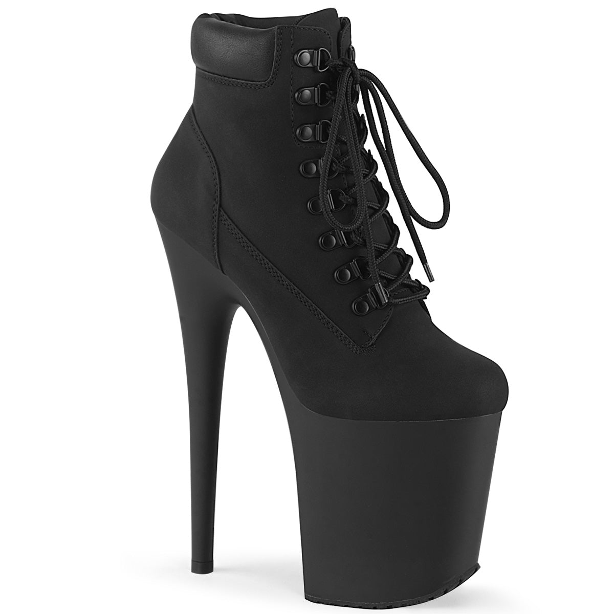 Pleaser Bottines pour femmes FLAMINGO-800tl-02 Blk Nubuck Faux Cuir / Blk Matte